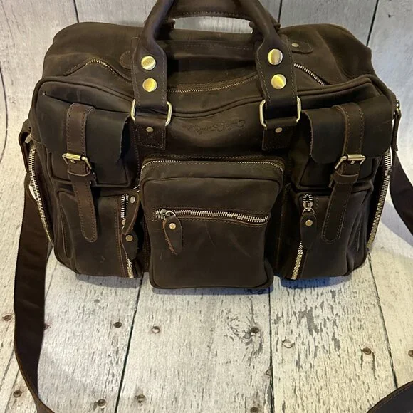 EUC -  House of Flynn Full size Dark Brown Leather Evermore Camera Bag - Picture 5 of 16